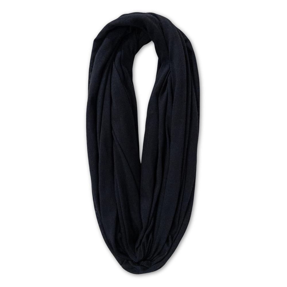 Black Infinity Scarf Loop Circle Scarf Stretch Jersey Solid OS Lightweight Goth